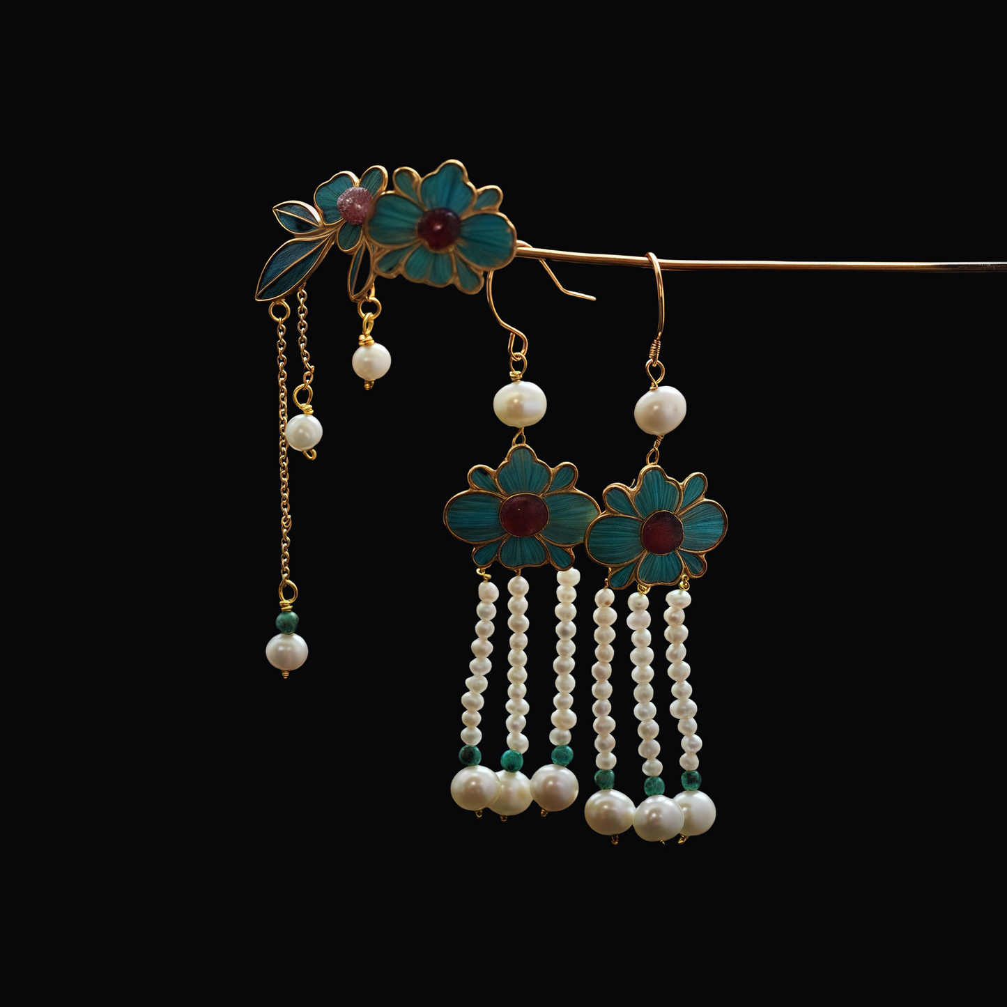 Exquisite 999 Silver & Kingfisher Feather Hairpin – A Masterpiece of Chinese Imperial Craftsmanship