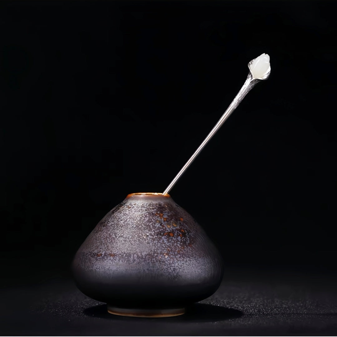 Handmade Sterling Silver Hotan Jade Hairpin - Chinese Orchid Hair Jewelry, Traditional Hair Stick for Women