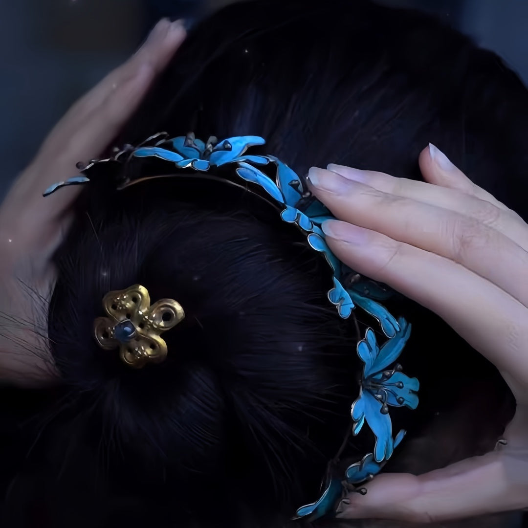 New Chinese Classical Blueing Hairpin - Handmade Vintage Indigo Hair Stick, Traditional Hanfu Hair Accessory for Women