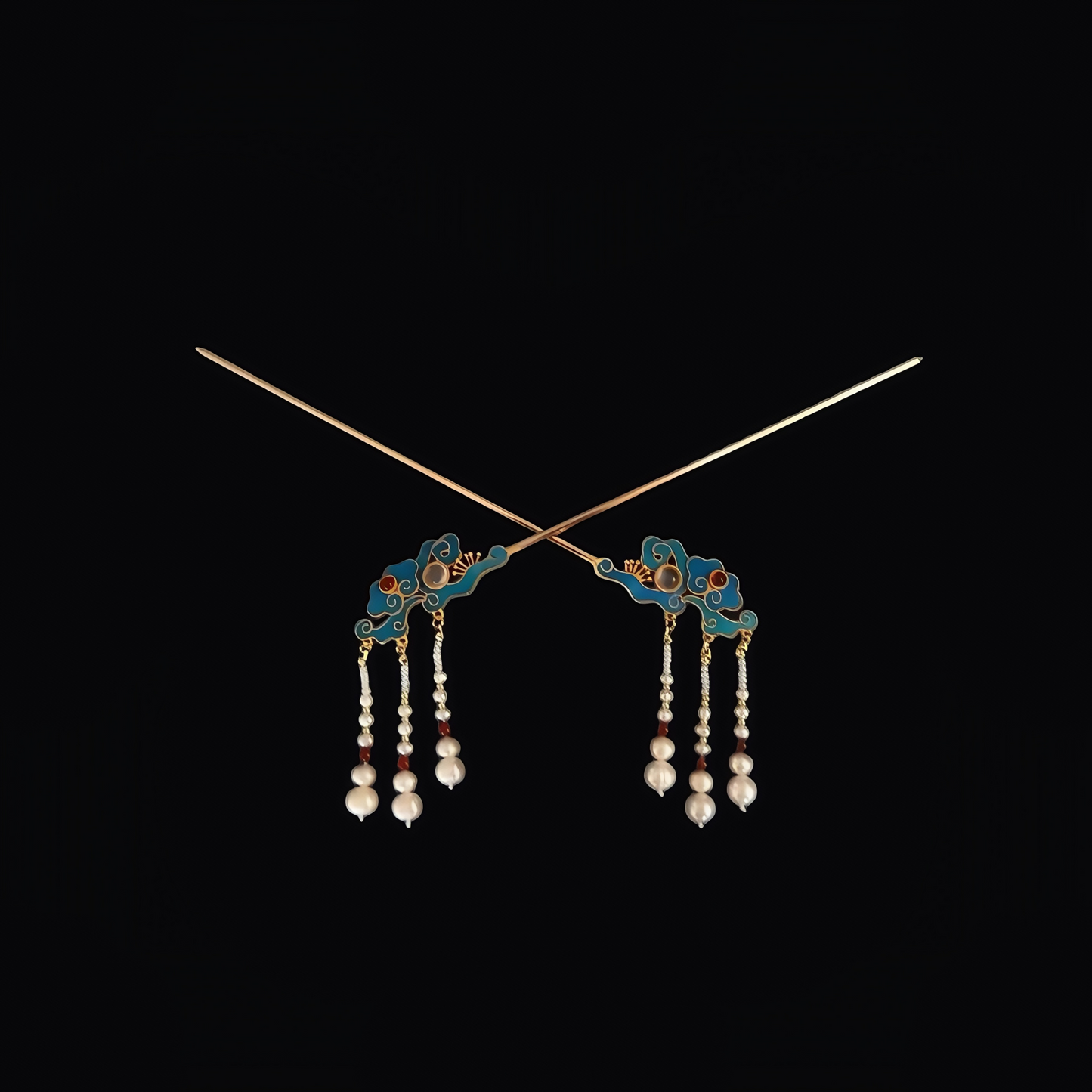 Gemstone & Pearl Goose Feather Handmade Hair Stick