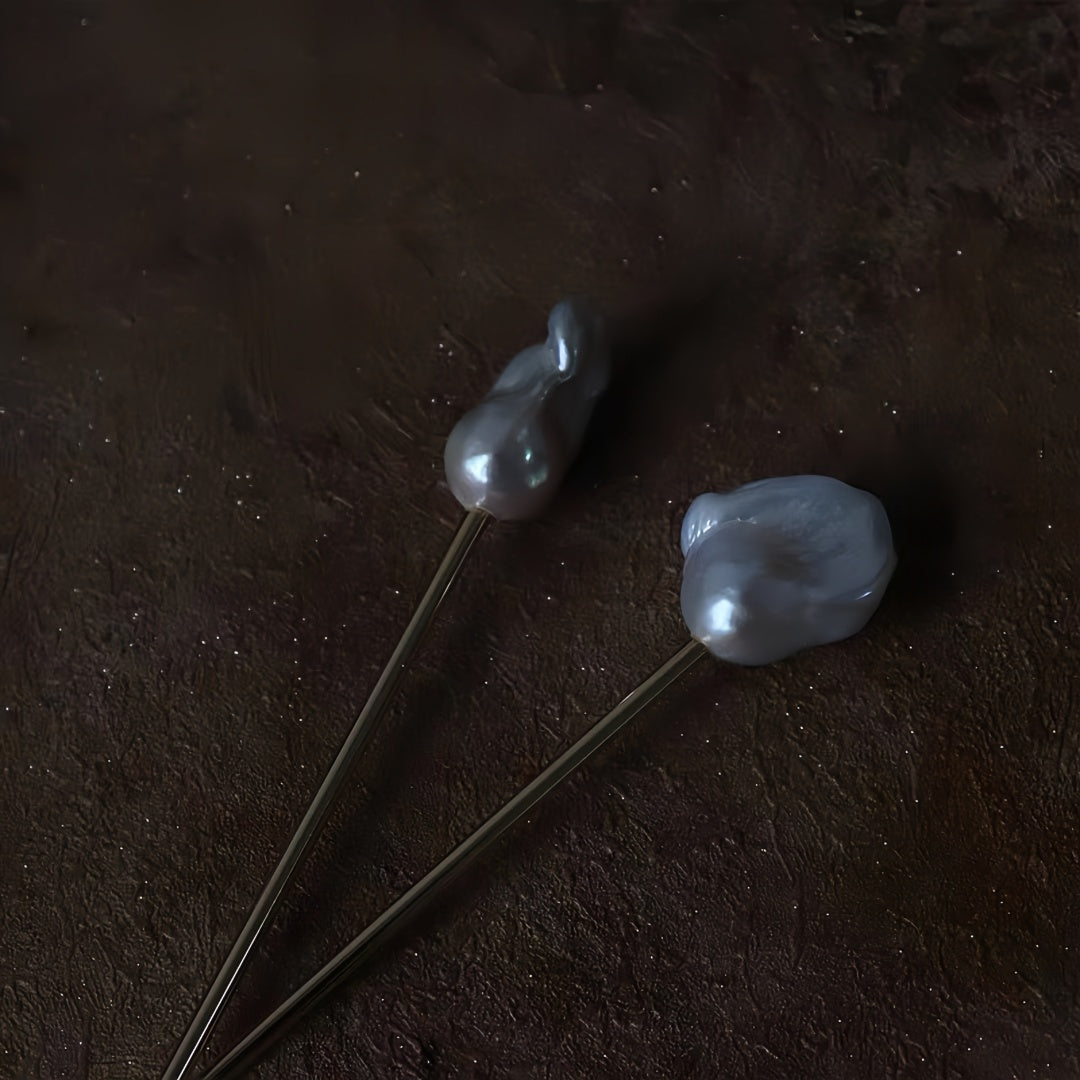 Baroque Pearl Hairpin - New Chinese Style Oversized Hair Stick, Minimalist Hanfu Jewelry