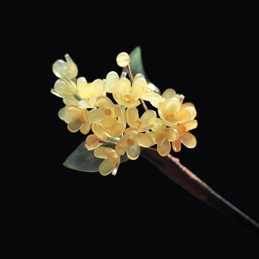 Handcrafted Osmanthus Jade & Crystal Hairpin