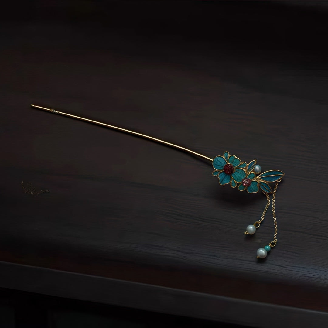 Exquisite 999 Silver & Kingfisher Feather Hairpin – A Masterpiece of Chinese Imperial Craftsmanship
