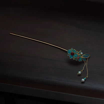 Exquisite 999 Silver & Kingfisher Feather Hairpin – A Masterpiece of Chinese Imperial Craftsmanship