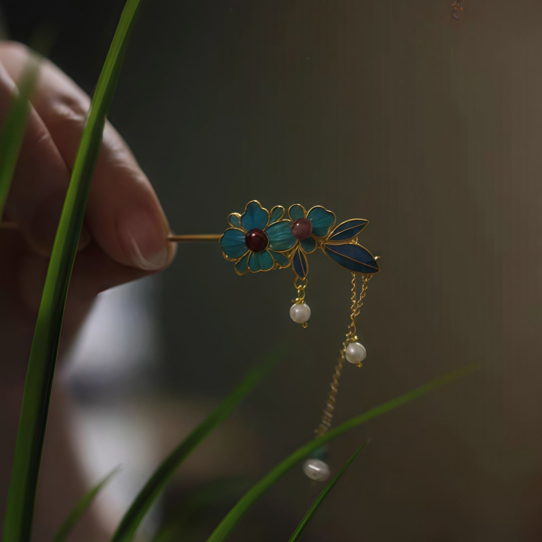 Exquisite 999 Silver & Kingfisher Feather Hairpin – A Masterpiece of Chinese Imperial Craftsmanship