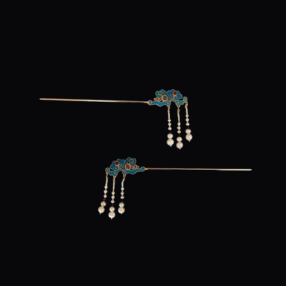 Gemstone & Pearl Goose Feather Handmade Hair Stick