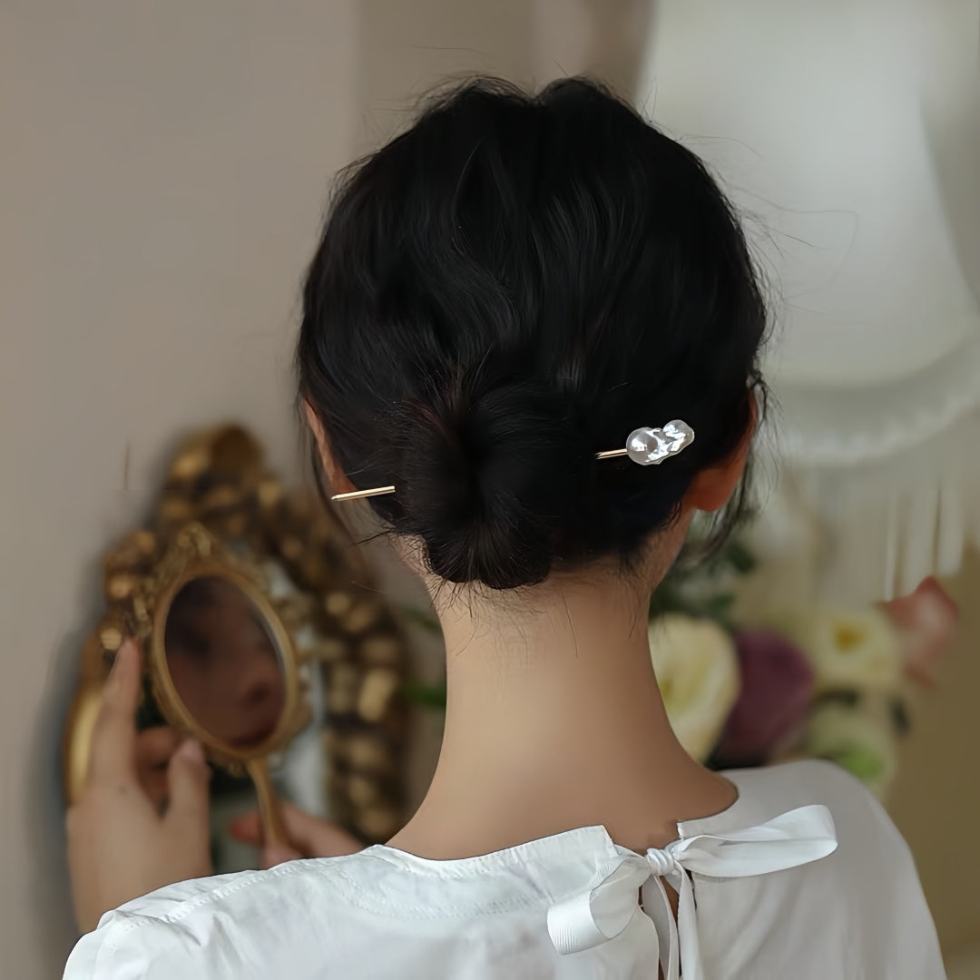 Baroque Pearl Hairpin - New Chinese Style Oversized Hair Stick, Minimalist Hanfu Jewelry