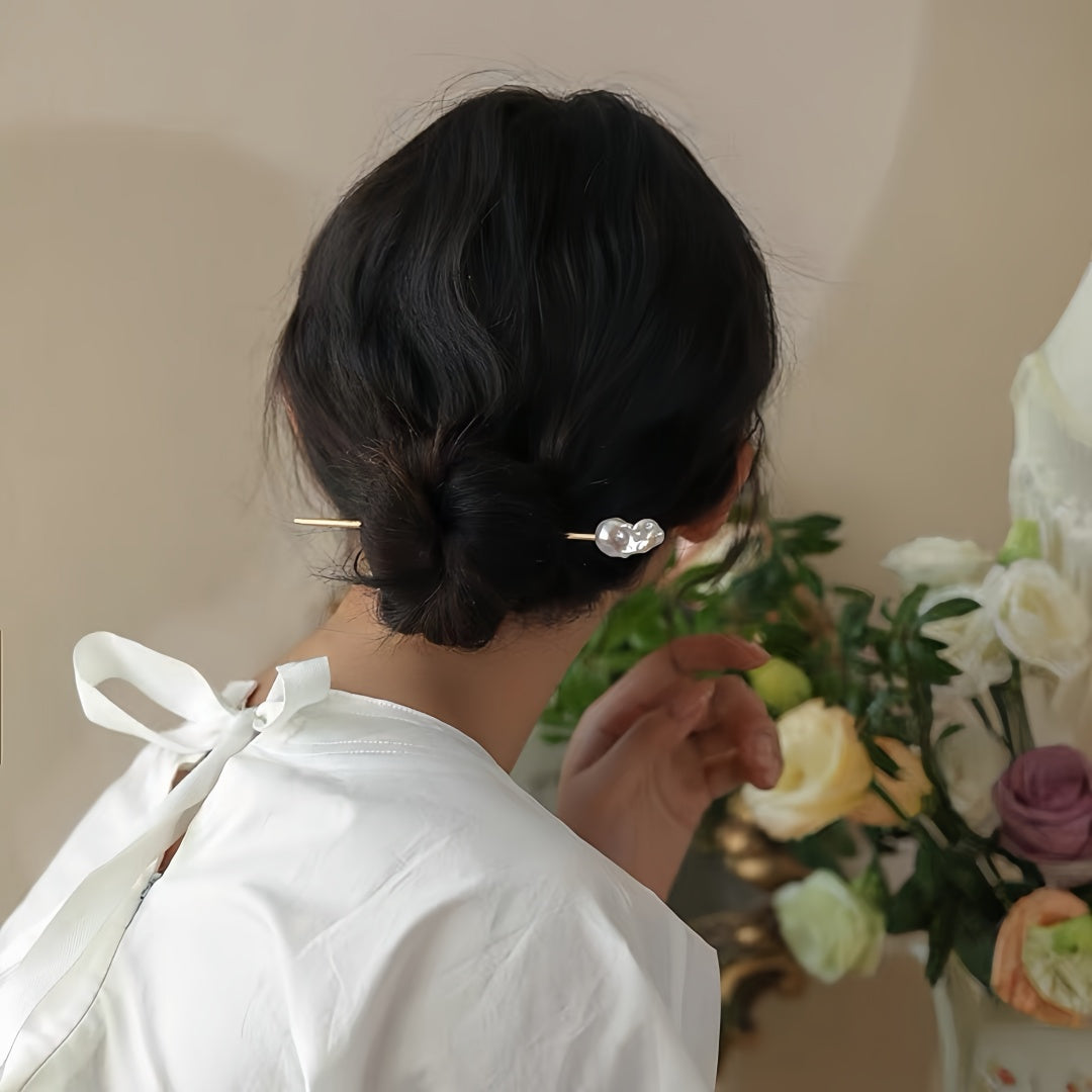 Baroque Pearl Hairpin - New Chinese Style Oversized Hair Stick, Minimalist Hanfu Jewelry