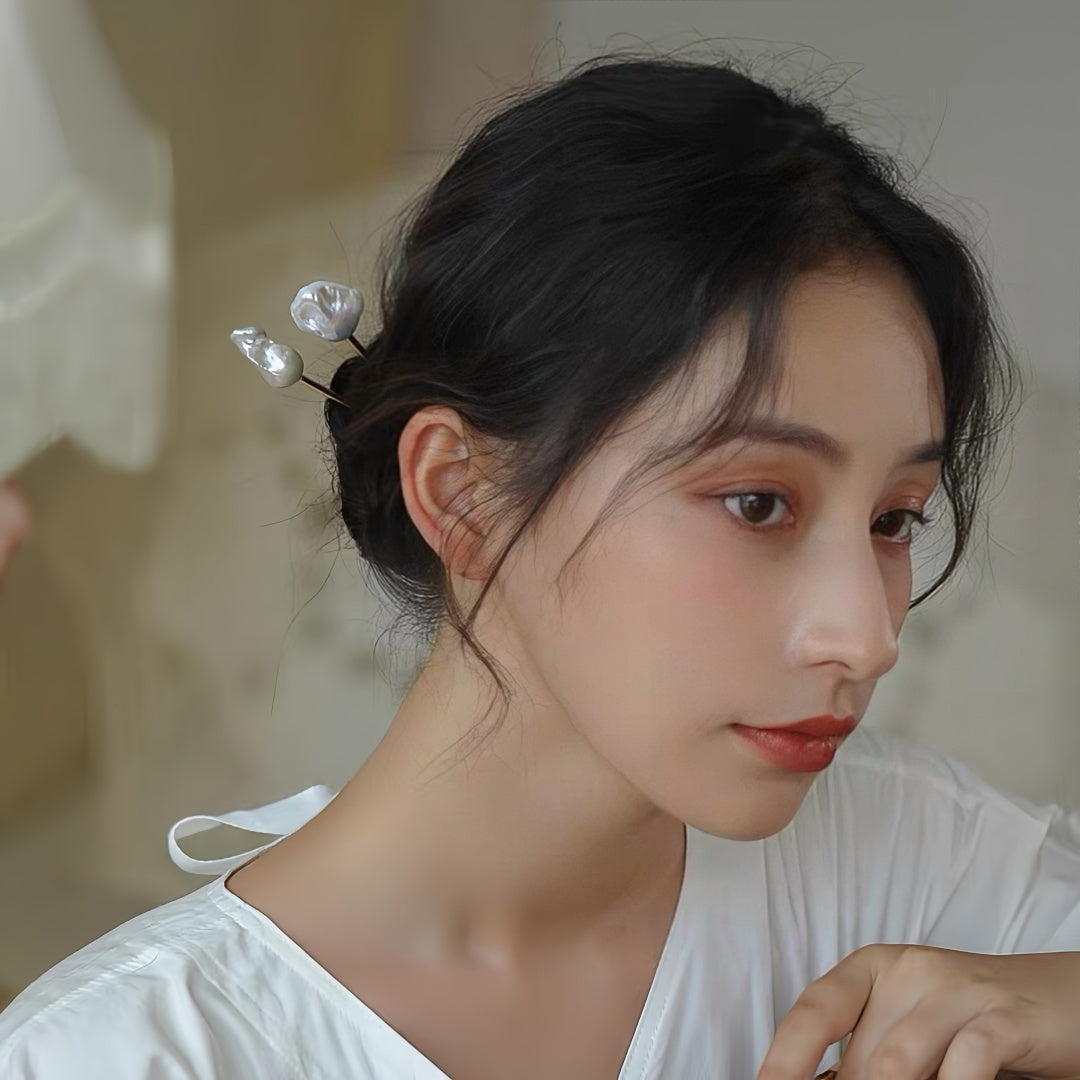 Baroque Pearl Hairpin - New Chinese Style Oversized Hair Stick, Minimalist Hanfu Jewelry