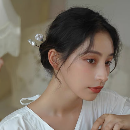 Baroque Pearl Hairpin - New Chinese Style Oversized Hair Stick, Minimalist Hanfu Jewelry