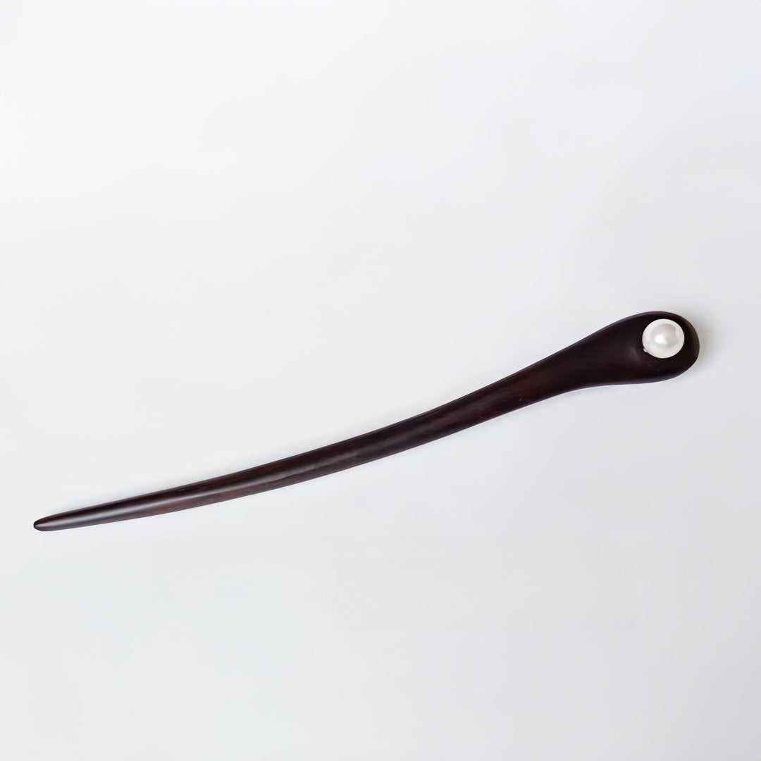 Minimalist Baroque Hairpin - Oversized Petal Pearl Hair Stick, Modern Hanfu Jewelry