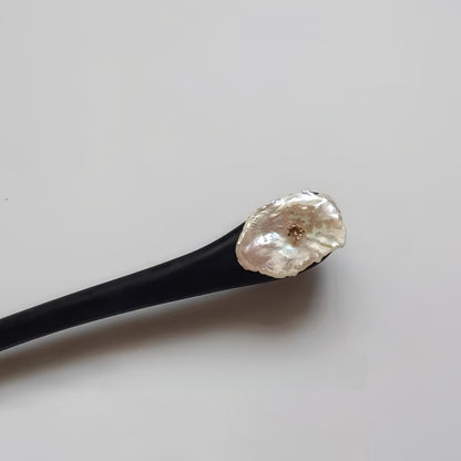 Minimalist Baroque Hairpin - Oversized Petal Pearl Hair Stick, Modern Hanfu Jewelry