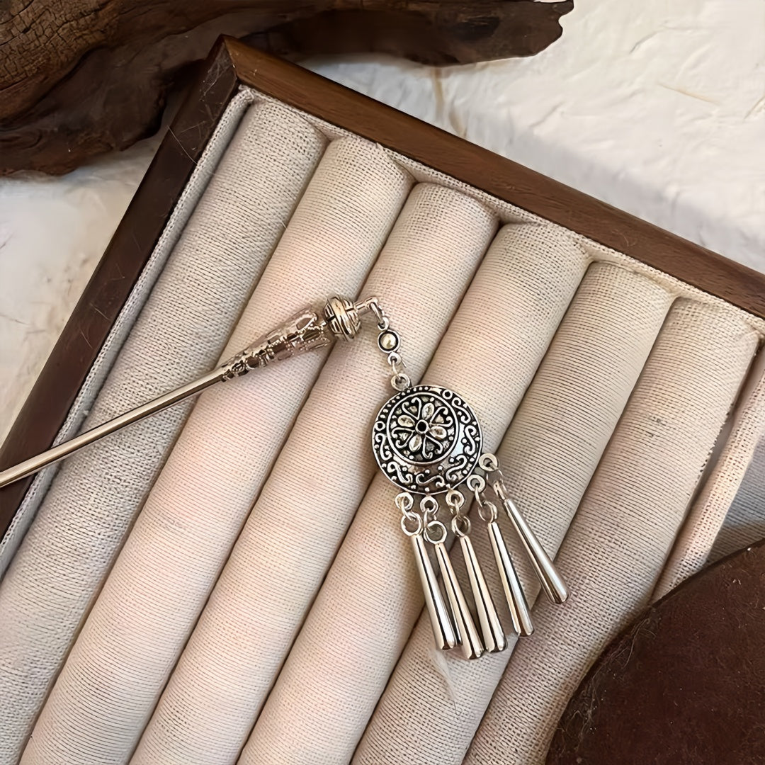 New Chinese Style Silver Hairpin – Rocking Tassel Hair Accessory, Bridal & Cosplay Hair Jewelry