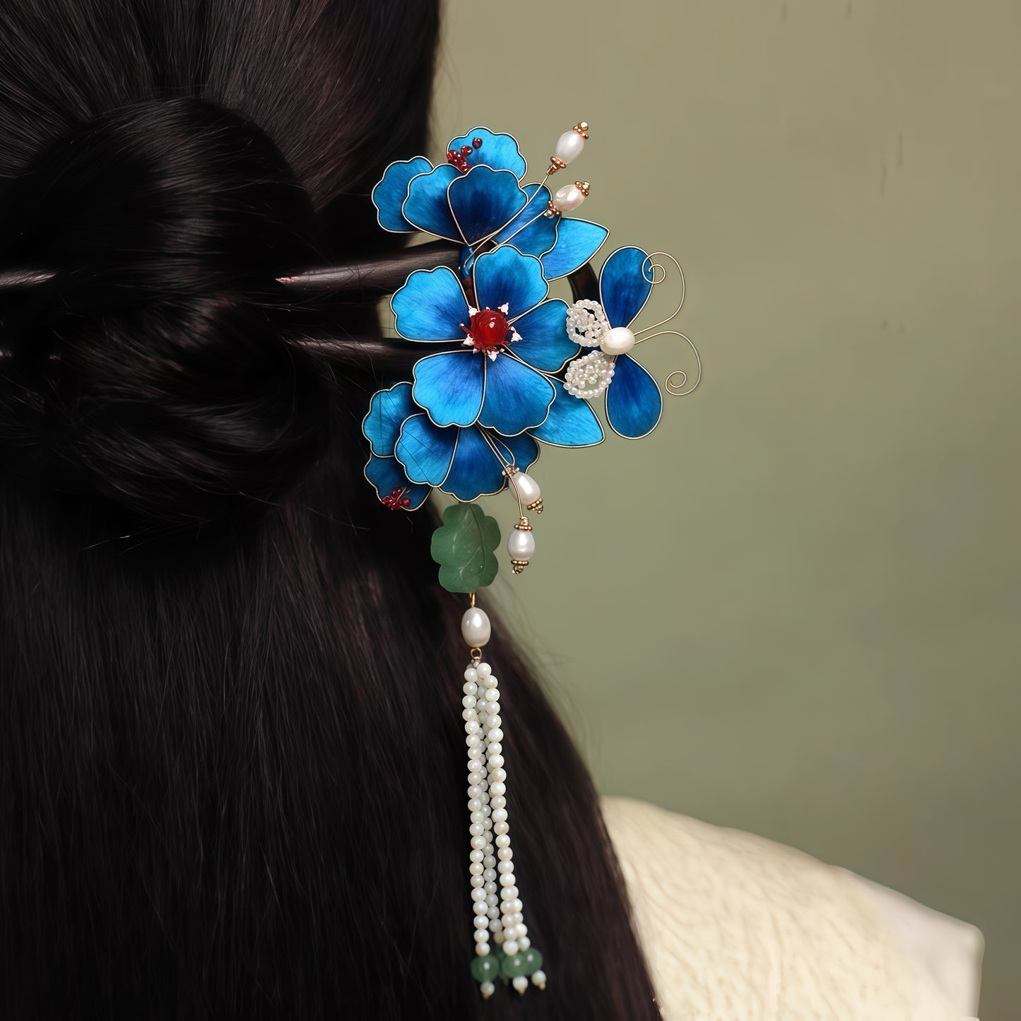 Intangible Cultural Heritage Silk Velvet Handmade Hair Stick