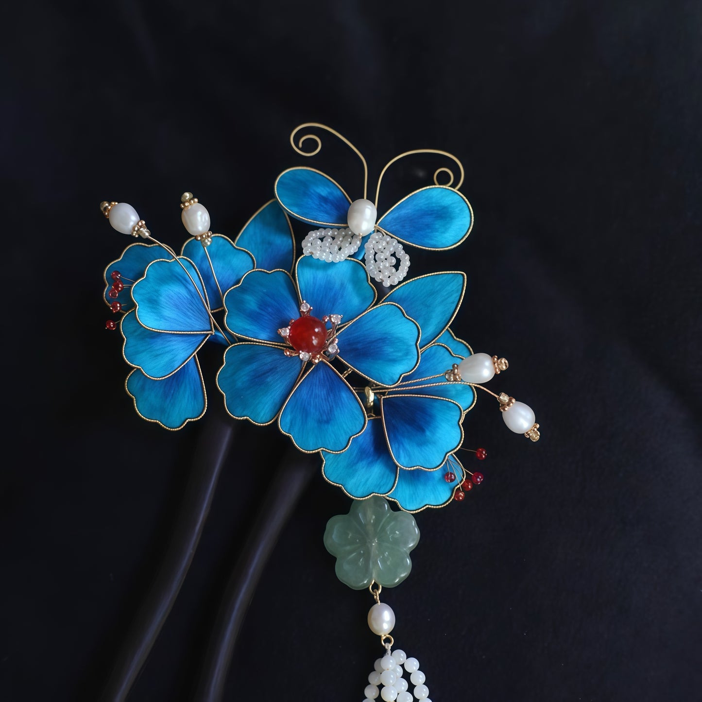 Intangible Cultural Heritage Silk Velvet Handmade Hair Stick