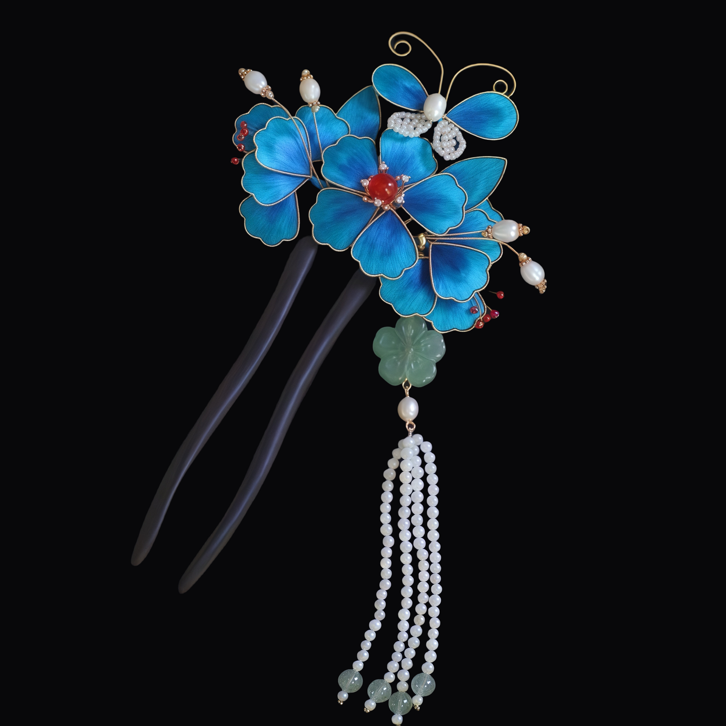 Intangible Cultural Heritage Silk Velvet Handmade Hair Stick