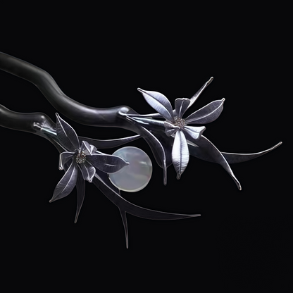 Handmade Orchid Wrapped Flower Hairstick By Chinese Artisan