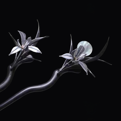 Handmade Orchid Wrapped Flower Hairstick By Chinese Artisan